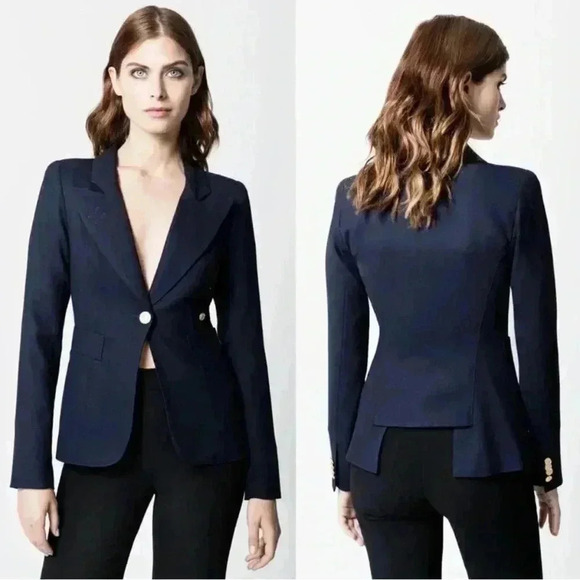 Smythe Duchess Blazer Size 8 Navy Single Breasted Wool Brass Buttons $725 - Picture 2 of 14